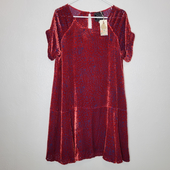 Johnny Was Doris Silk-Blend Mini Dress Deep Red Cheetah Print Women's Size Small - Picture 4 of 15